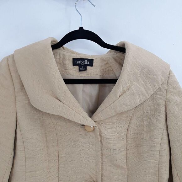 Vtg 80's Isabella Suits Blazer Large Lapel Tiger Textured Single Breasted Sz 8 - Picture 3 of 10